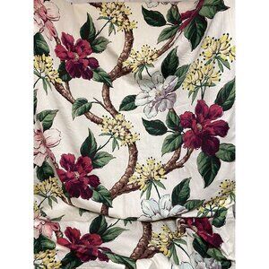 Vintage MCM Vat Print Barkcloth Fabric 2 panels 44" x 77"  each Floral Authentic